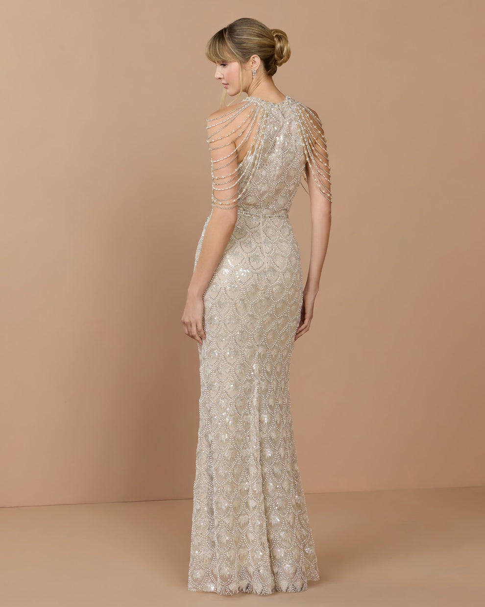 Crew/High-Neck Floor-Length Sequin Formal Mermaid Mac Duggal 9921322P