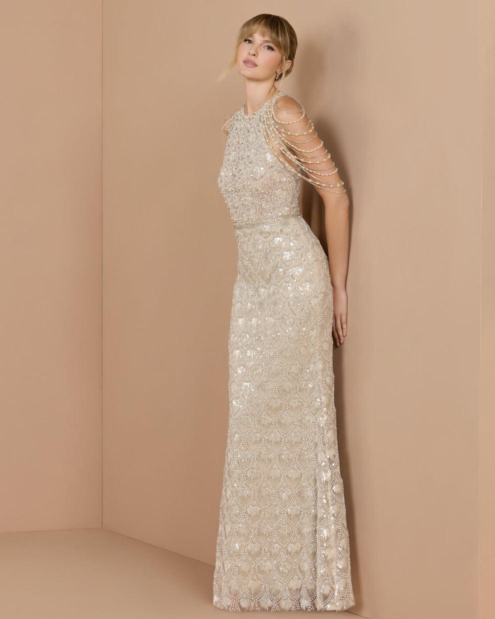 Crew/High-Neck Floor-Length Sequin Formal Mermaid Mac Duggal 9921322P
