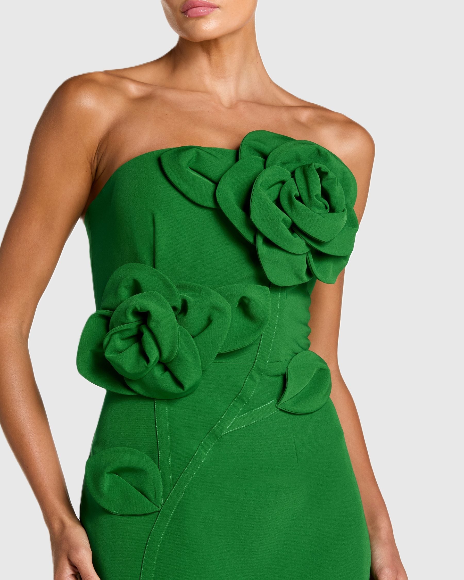Cocktail Dresses 3D Floral Tea Length Cocktail Petite Dress Mac Duggal 992361P Spring Green