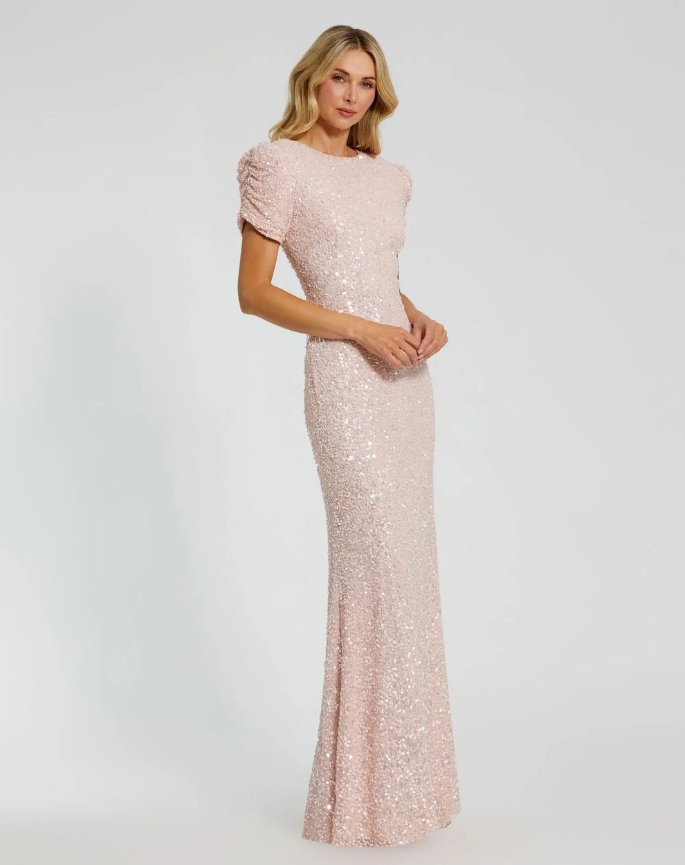 Crew High-Neck Floor-Length Sequin Formal Sheath Column Mac Duggal 9924003P