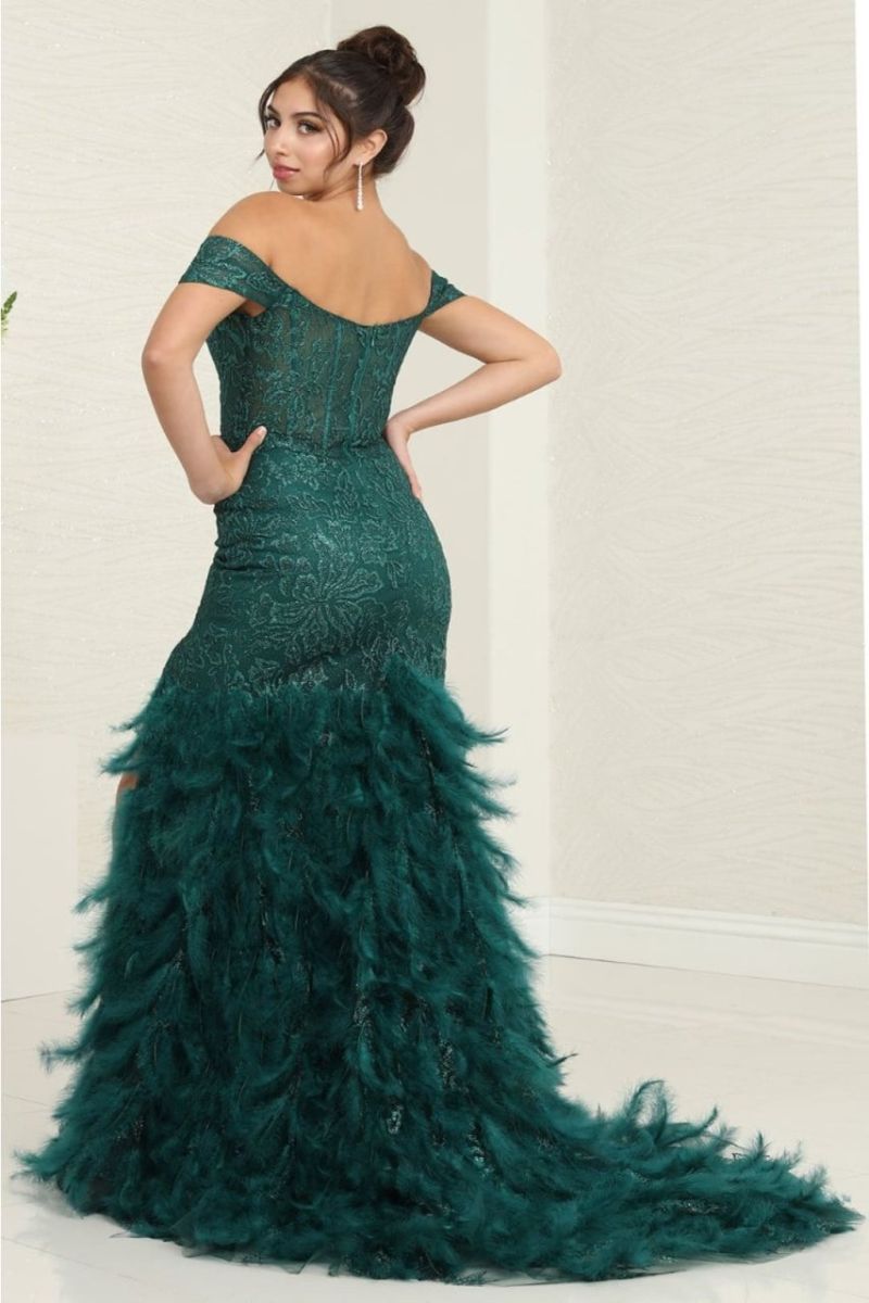 Off-the-Shoulder Floor-Length with Train Lace Prom Mermaid/Trumpet May Queen RQ8093
