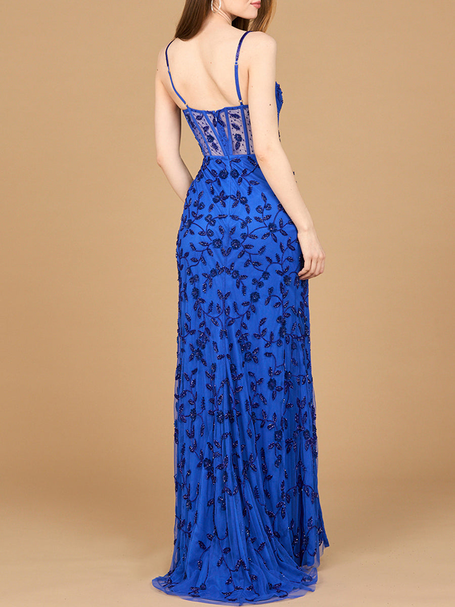 Prom Dresses Beaded Long Formal Prom Dress Royal