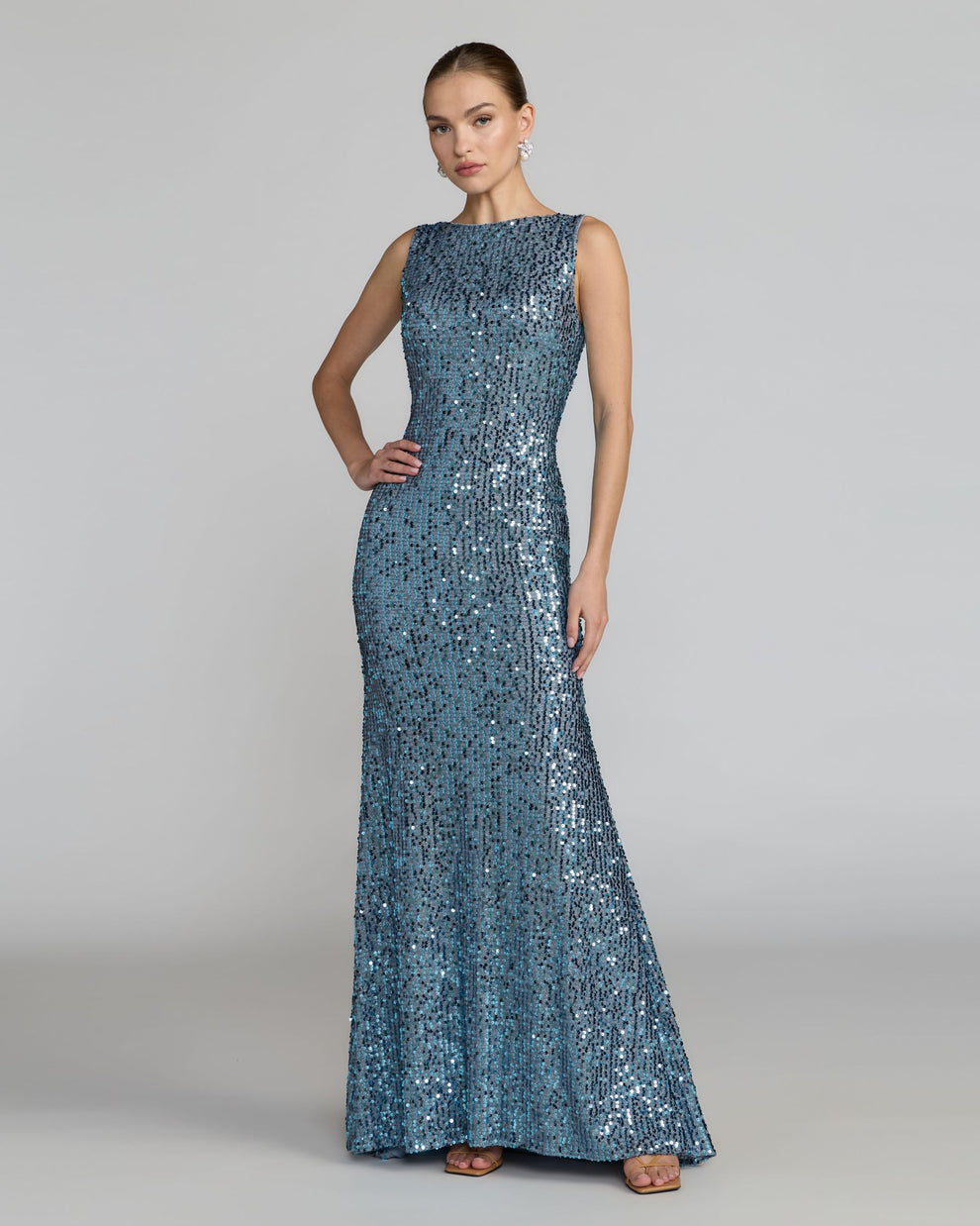 Bateau Floor-Length Sequin Formal Sheath Mac Duggal 9926331P