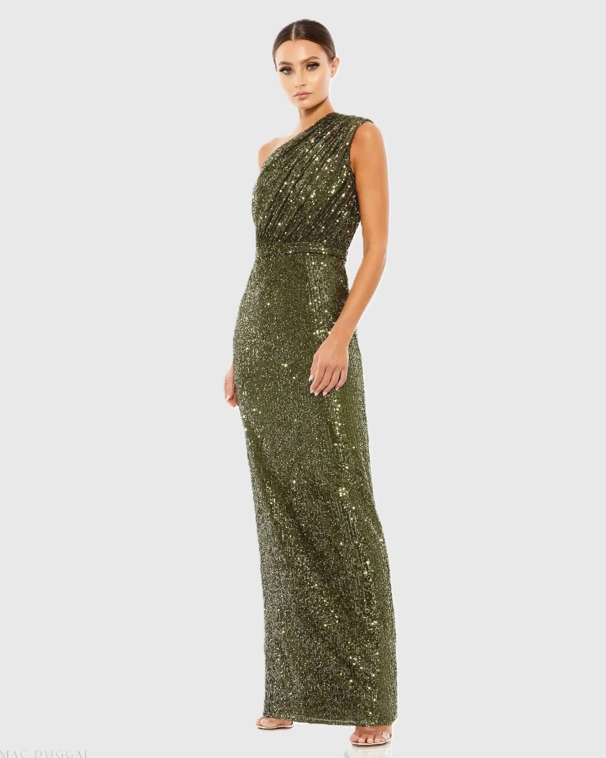 Formal Dresses Long Sequin Evening Prom Formal Petite Dress Mac Duggal 9926694P Olive