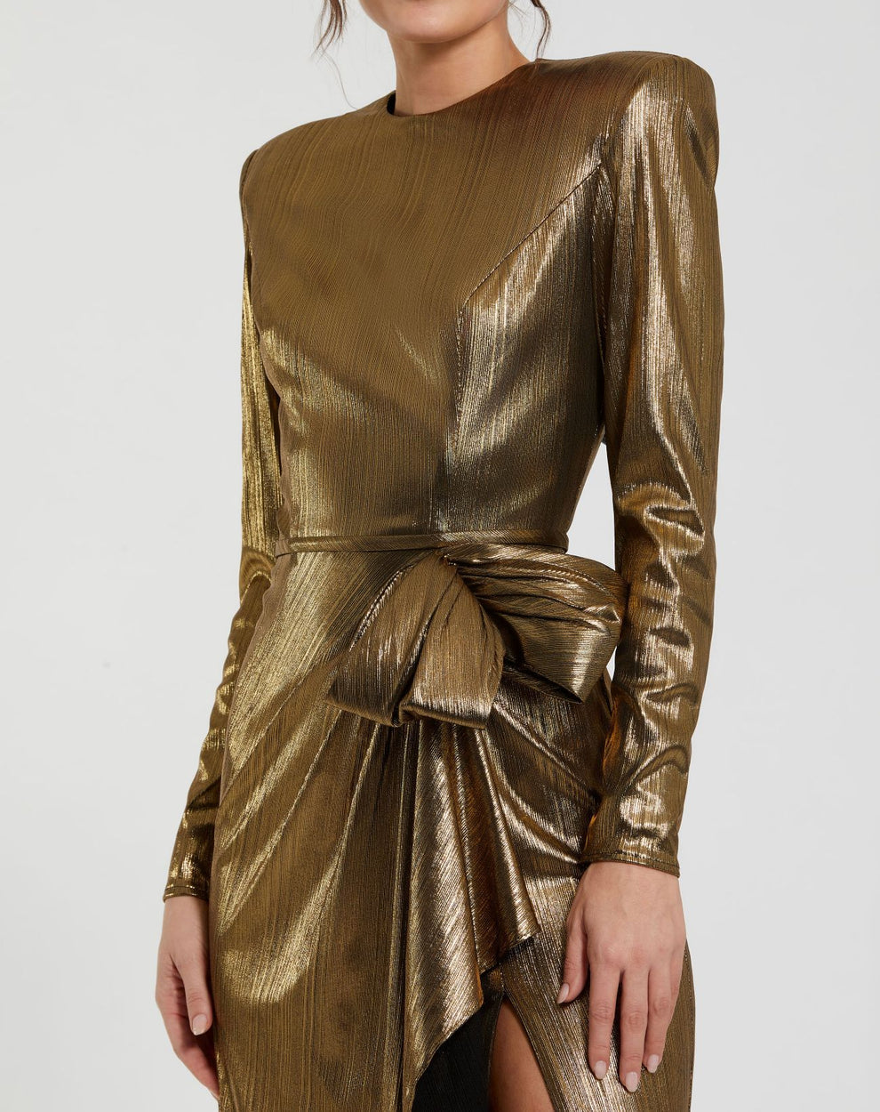 Crew/High-Neck Floor-Length Satin Evening Sheath/Column Mac Duggal 9927206P