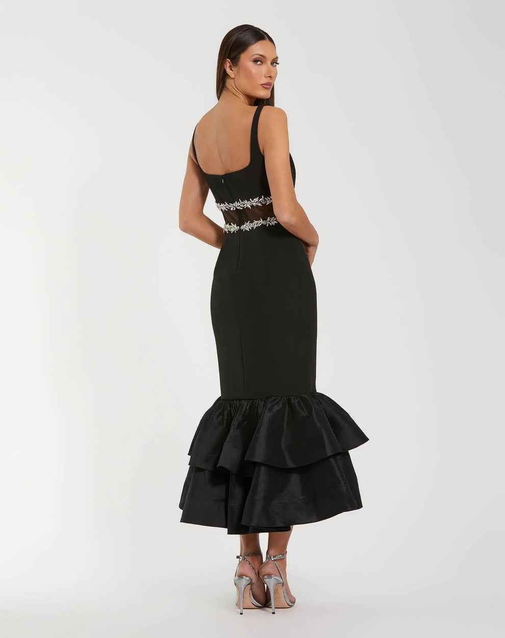 Cocktail Dresses Midi Formal Cocktail Ruffle Petite Dress Mac Duggal 9927719P Black