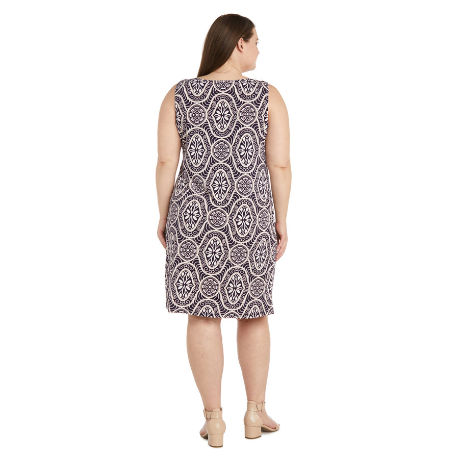 Plus Size Dresses Printed Jacket Plus Size Short Dress Eggplant
