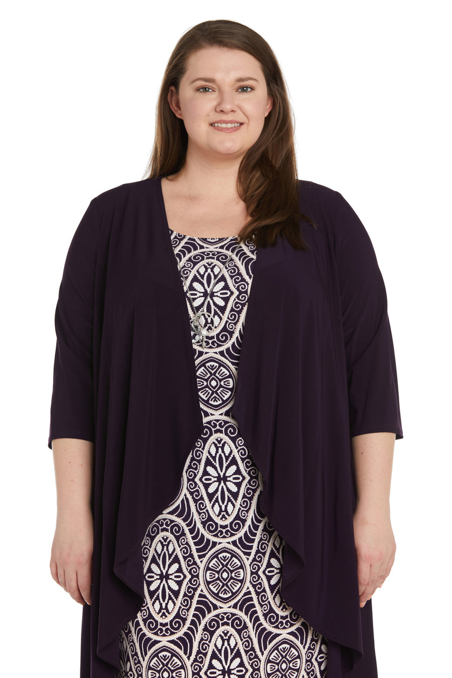 R&M Richards 9927W Printed Jacket Plus Size Short Dress