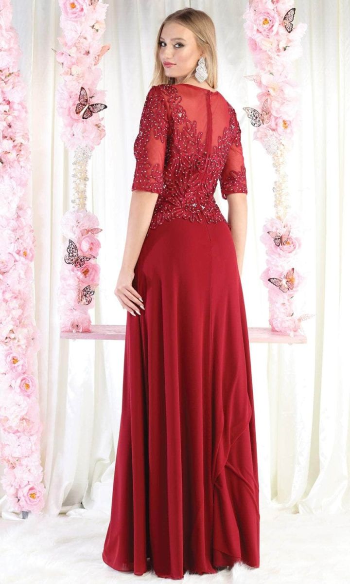 Illusion Floor-Length Chiffon Evening Gown A-Line May Queen 1979