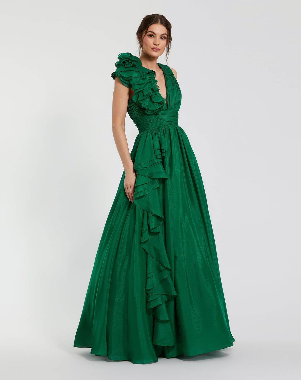 V-Neck Floor-Length Organza Formal A-Line Mac Duggal 9948856P