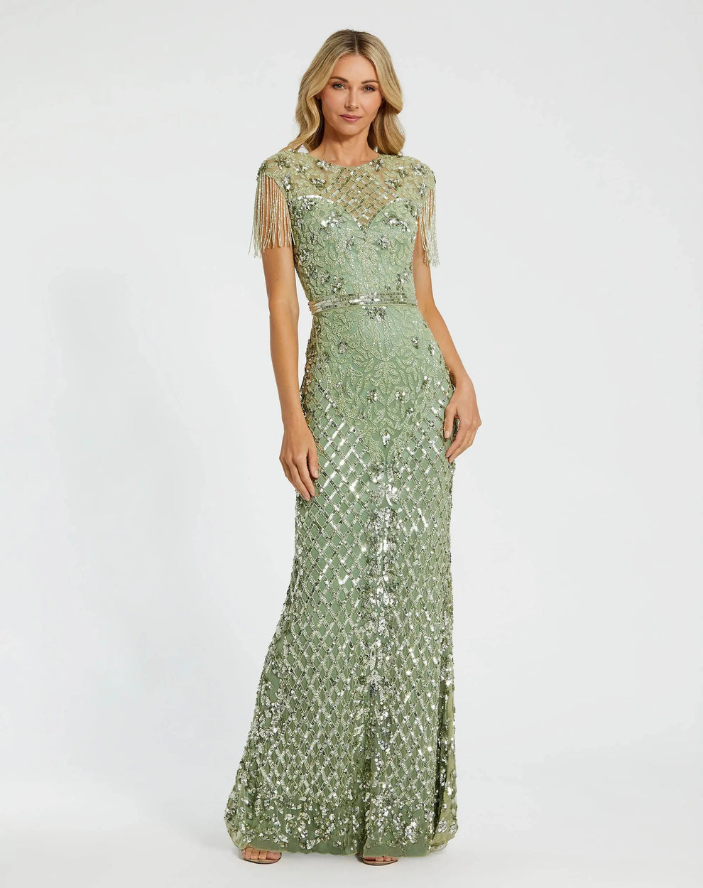 Jewel Neck Floor-Length Sequin Formal Sheath Gown Mac Duggal 994908P