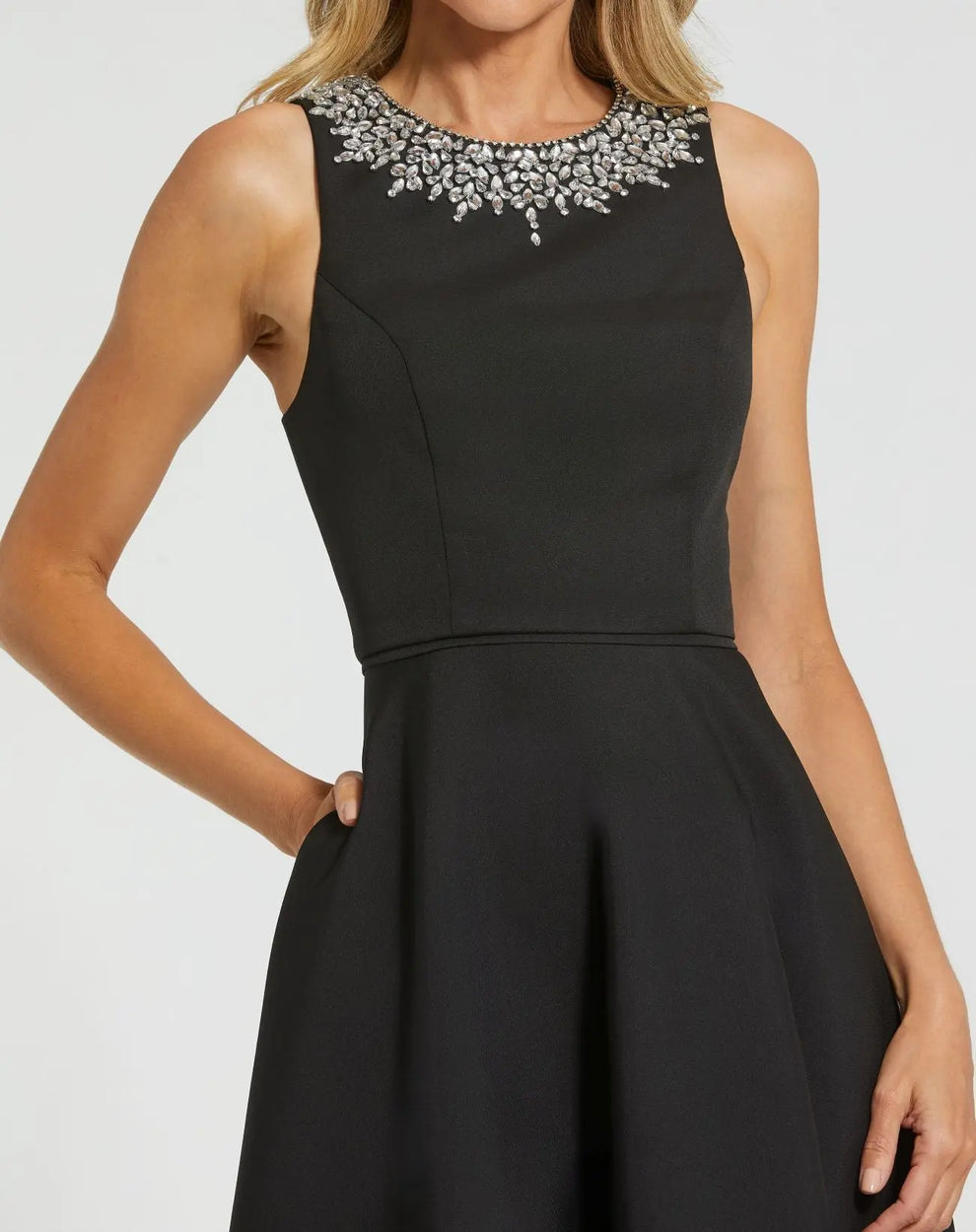Jewel Neck High-Low Mikado Gown by Mac Duggal 9949844P in BLACK