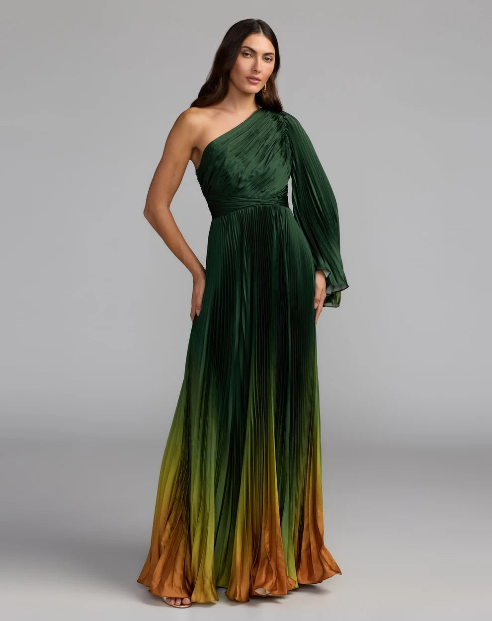 One-Shoulder Floor-Length Satin Evening A-Line Mac Duggal 9949903P