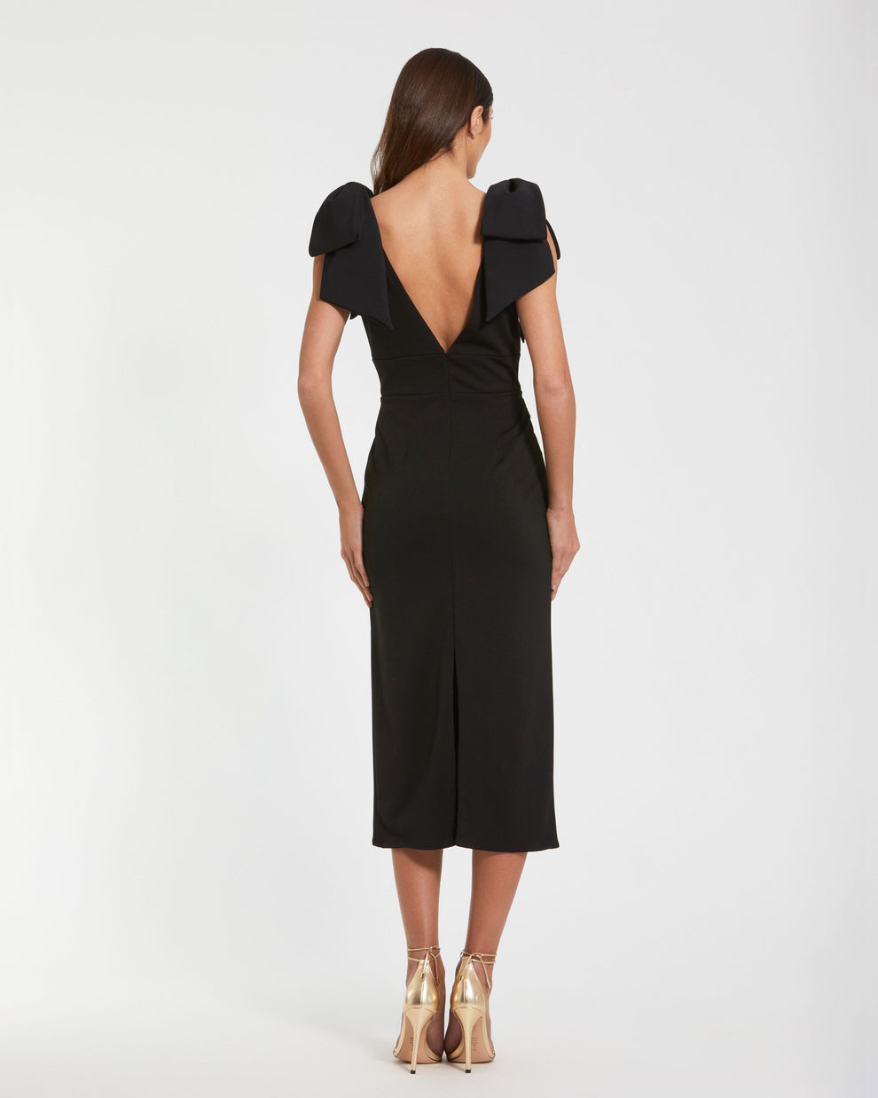 V-Neck Midi Crepe Formal Sheath Mac Duggal 9949954P