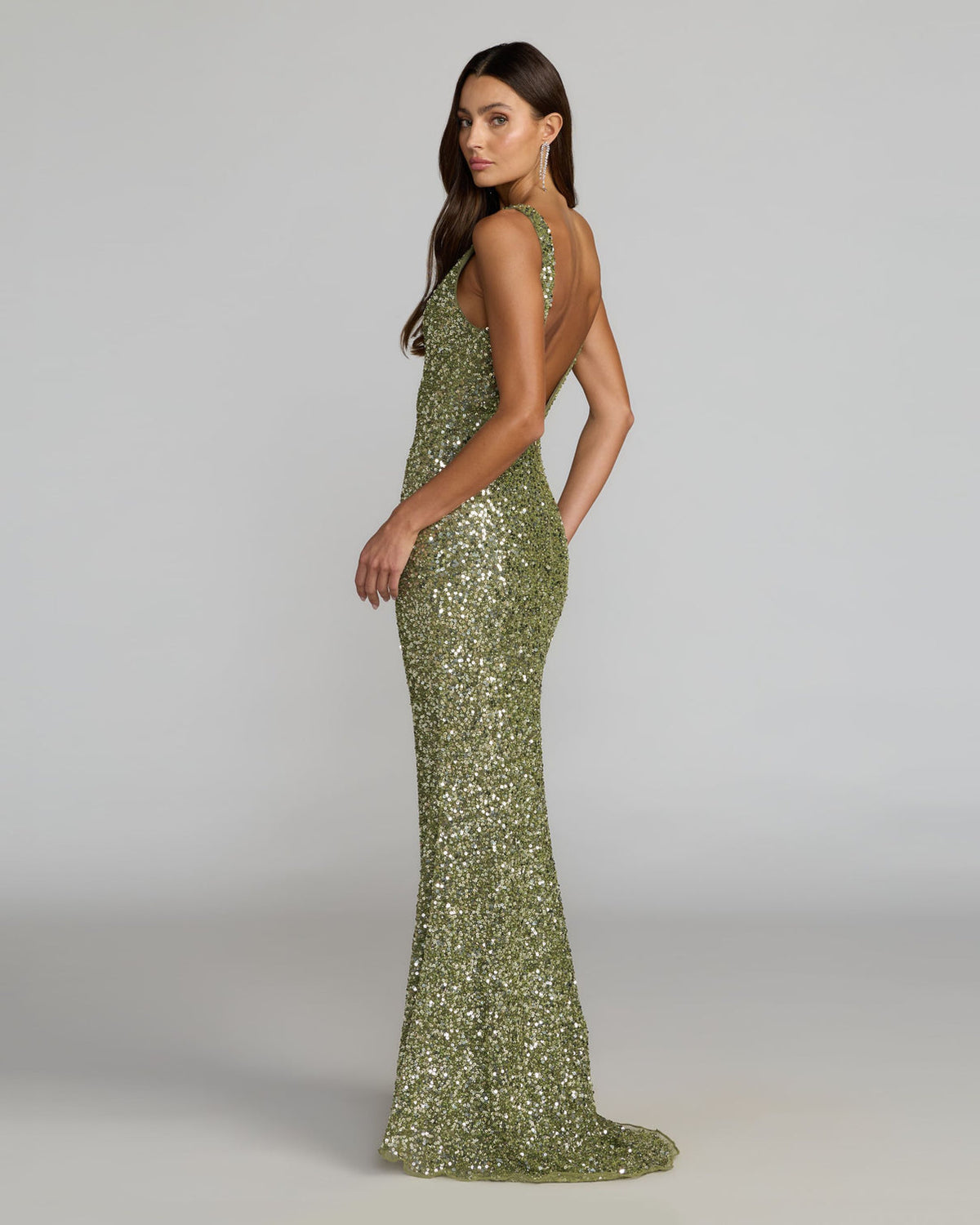 Crew/High-Neck Floor-Length Sequin Formal Mermaid Mac Duggal 995185P