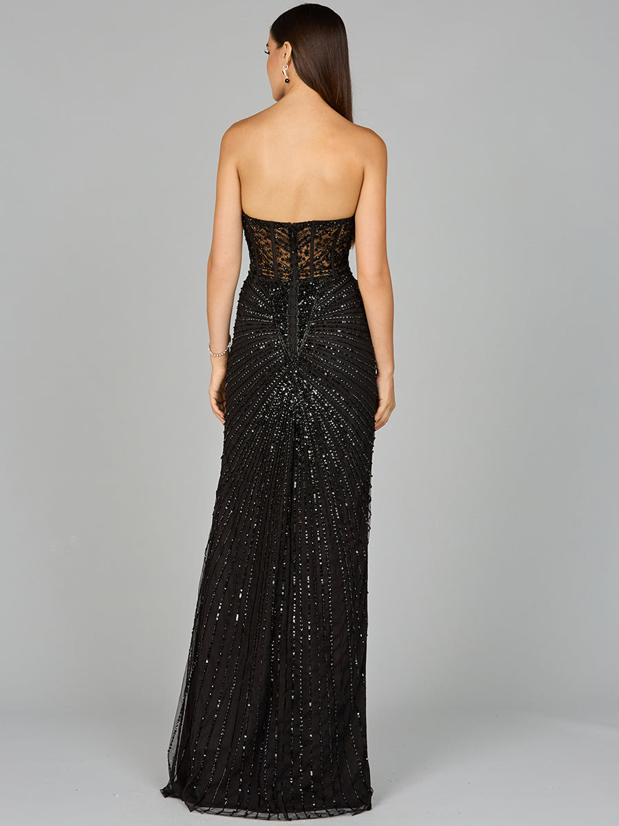 Prom Dresses Formal Long Beaded Corset Prom Dress Black