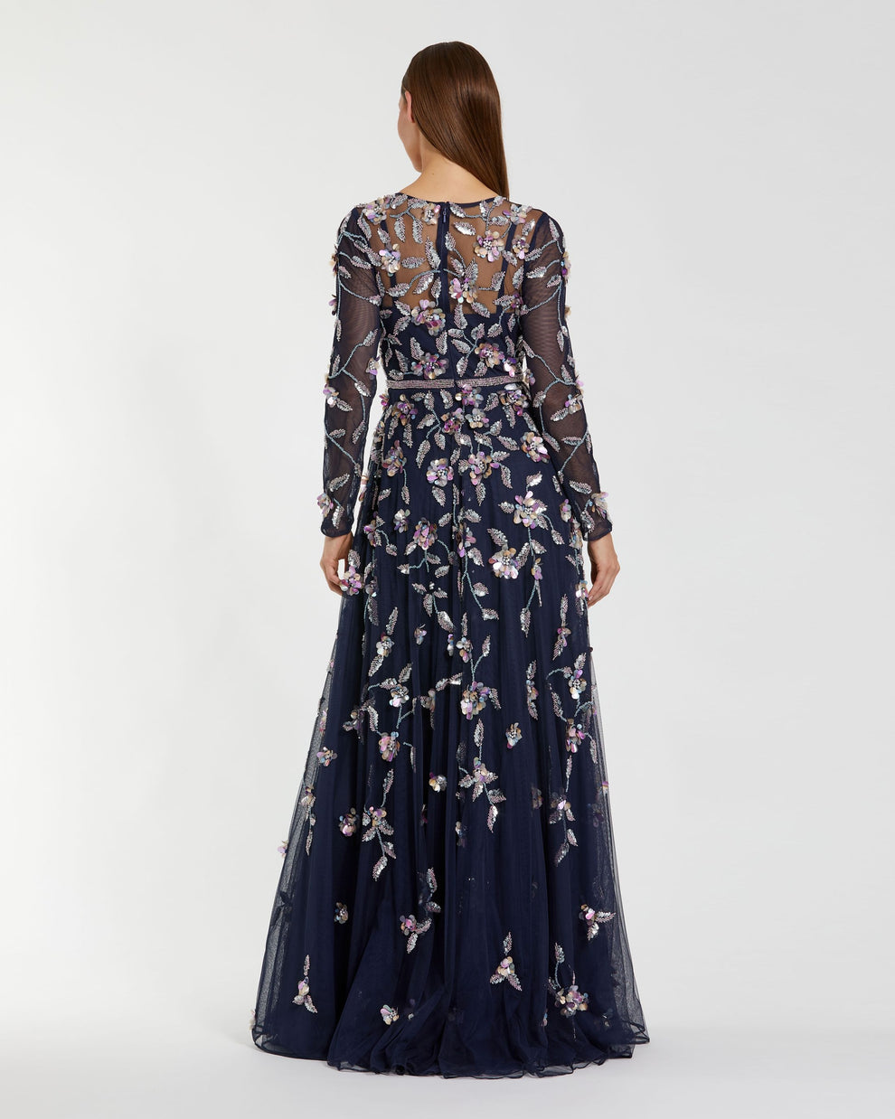 Illusion Floor-Length Tulle Occasion A-Line Mac Duggal 996183P