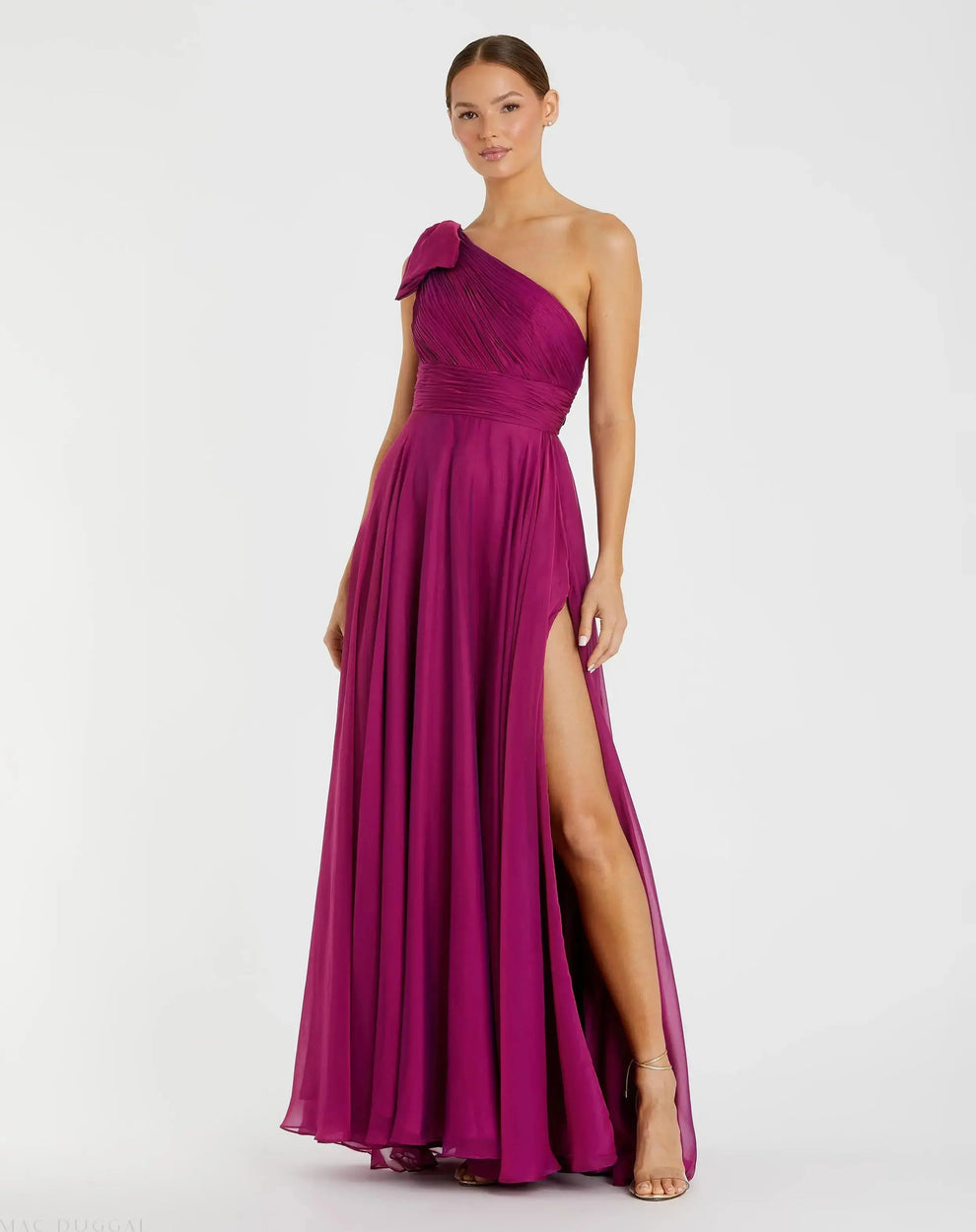 Formal Dresses Long Formal Pleated Prom Petite Dress Mac Duggal 9967476P Raspberry