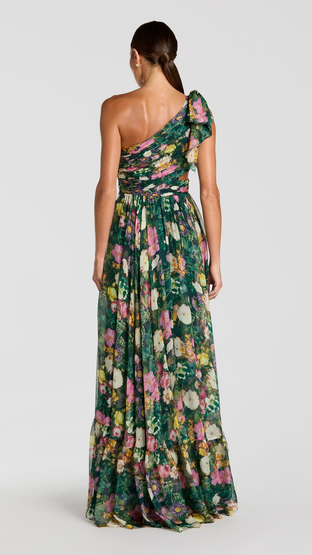 Mac Duggal style 9968553P in Deep Green Multi, back view