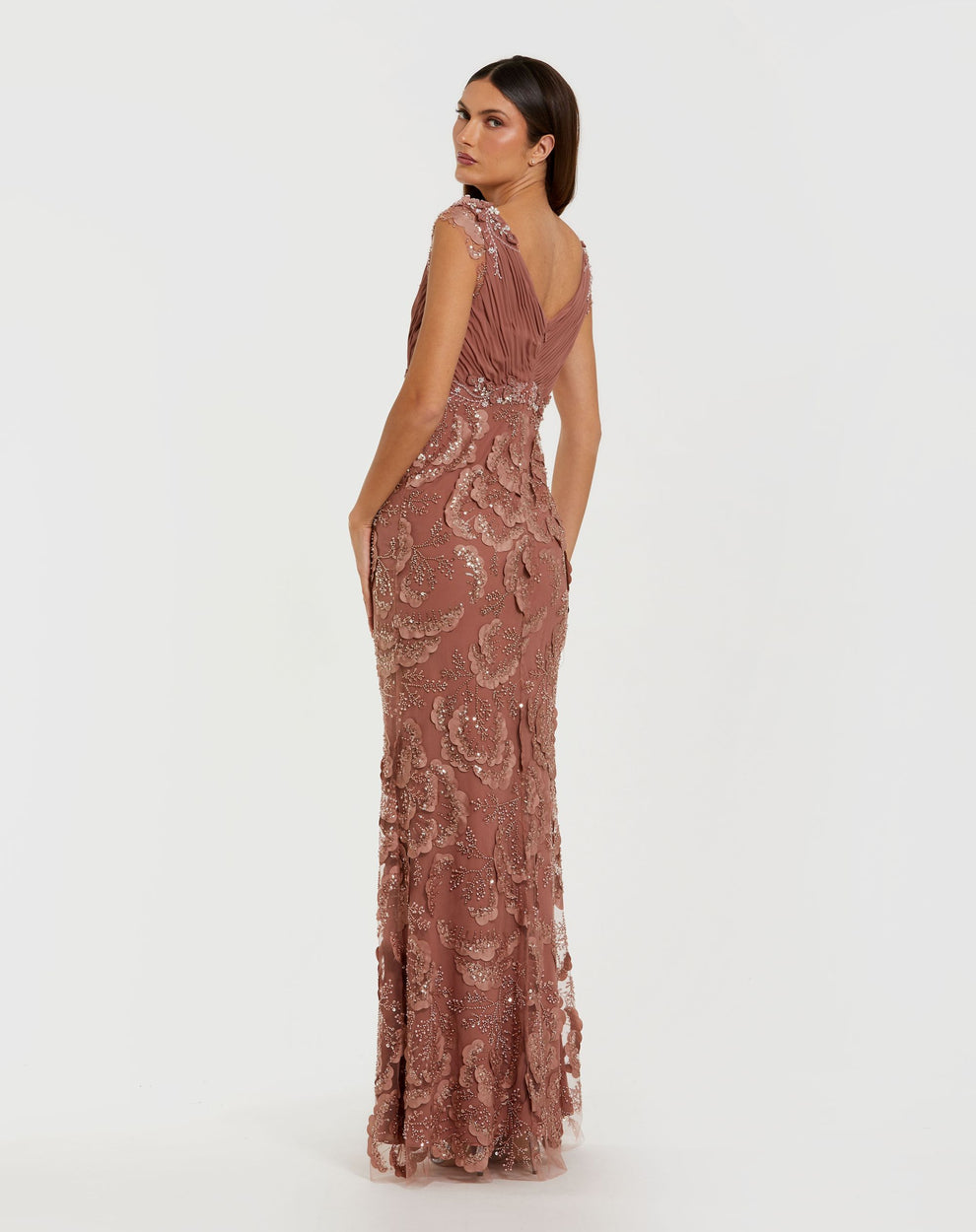V-Neck Floor-Length Tulle Formal Sheath Mac Duggal 9969022P