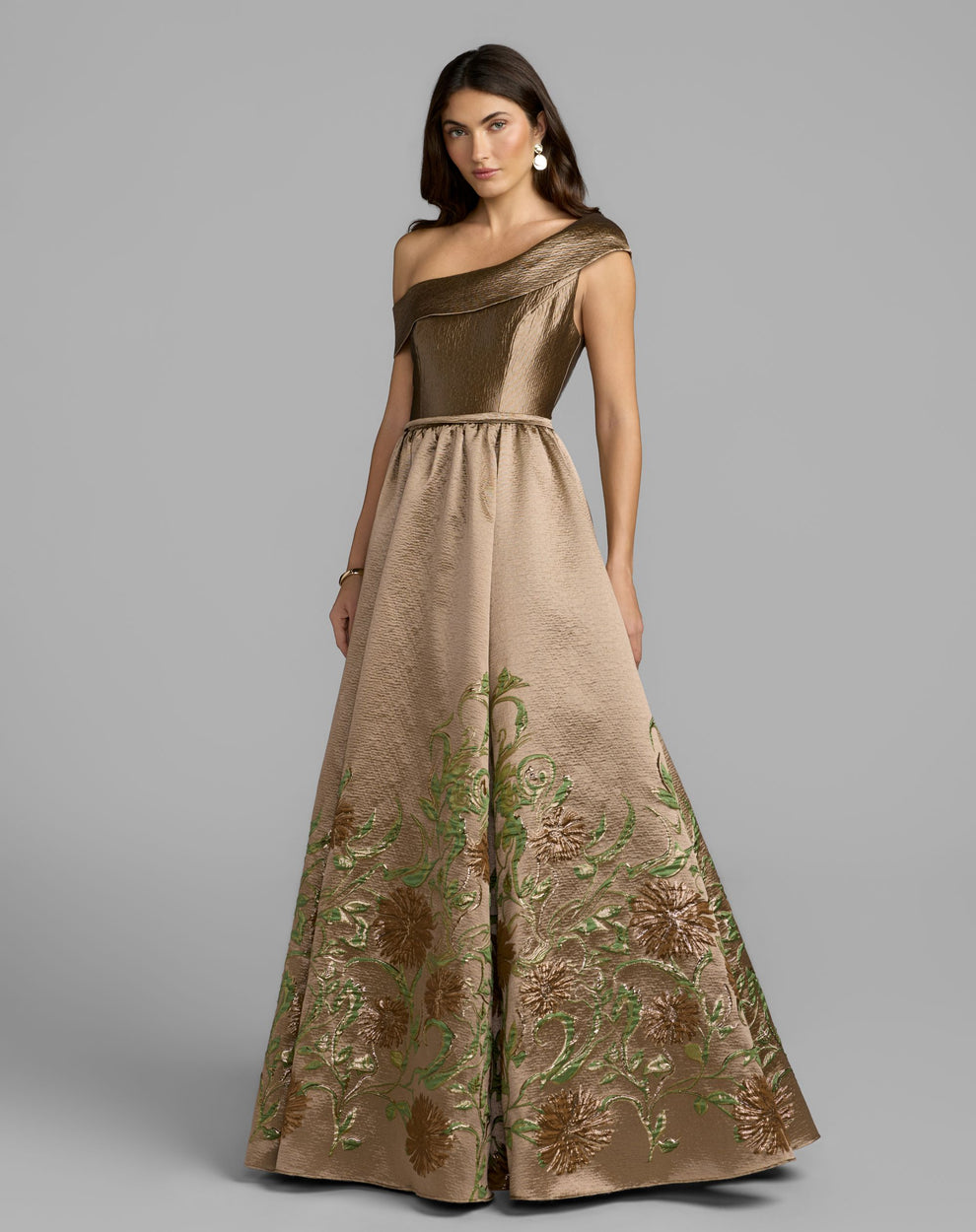 One-Shoulder Floor-Length Satin Formal Ball Gown Mac Duggal 9969237P