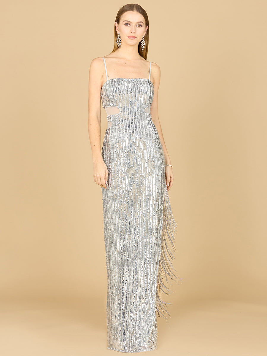 Prom Dresses Long Fitted Formal Beaded Sequin Prom Dress Silver