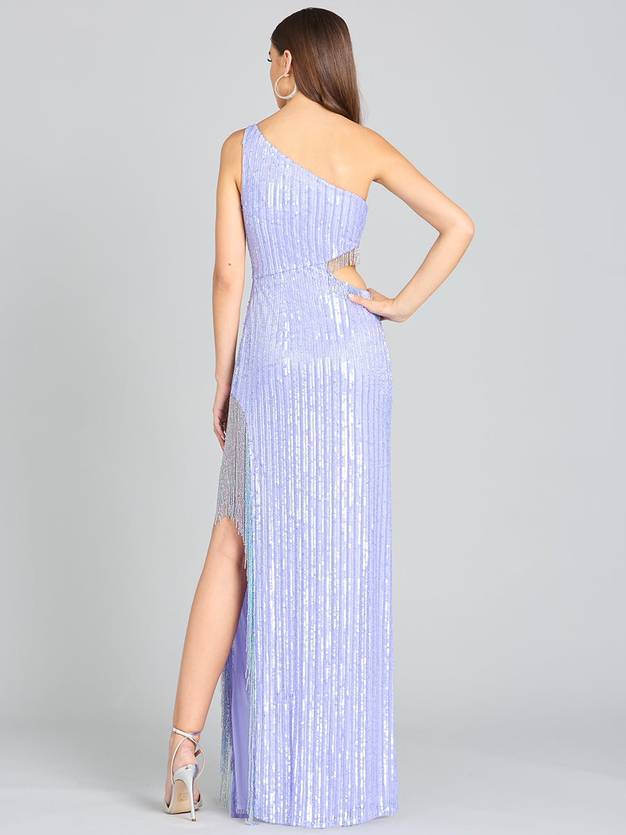 Prom Dresses Long Formal Beaded Fringe Prom Dress Blue Iris