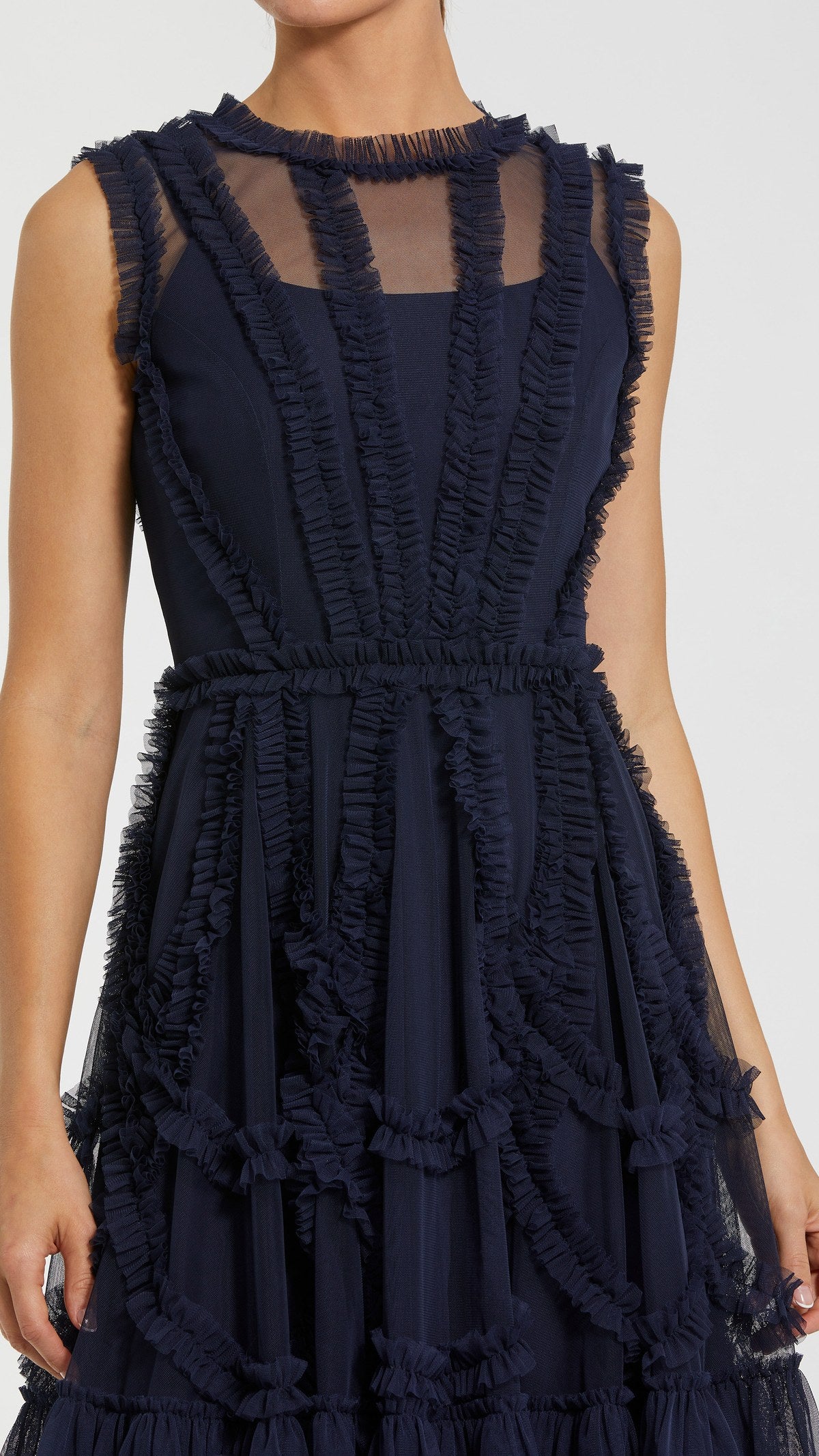 Mac Duggal style 998289P in Indigo, detail view