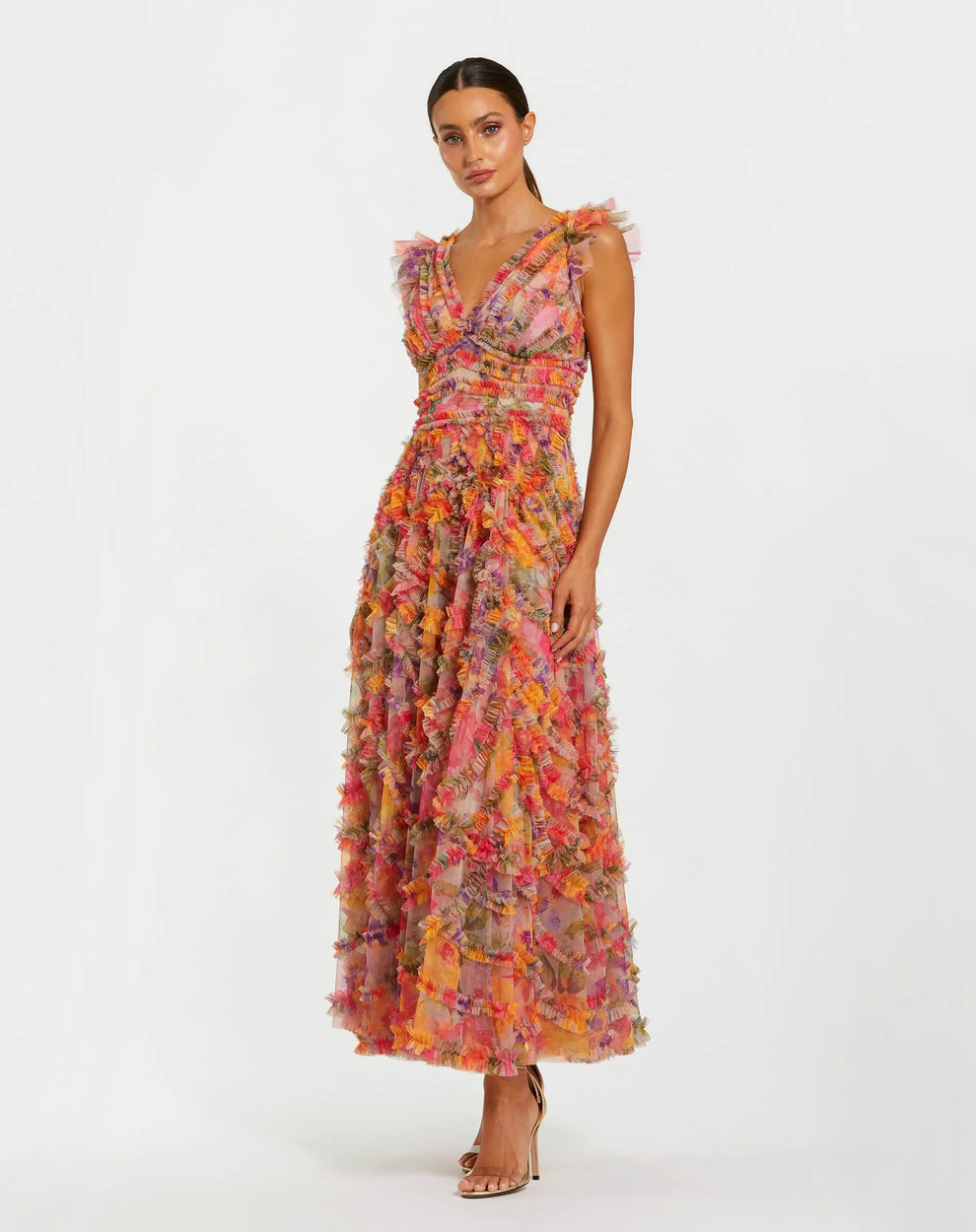 V-Neck Floor-Length Tulle Formal A-Line Mac Duggal 998303P