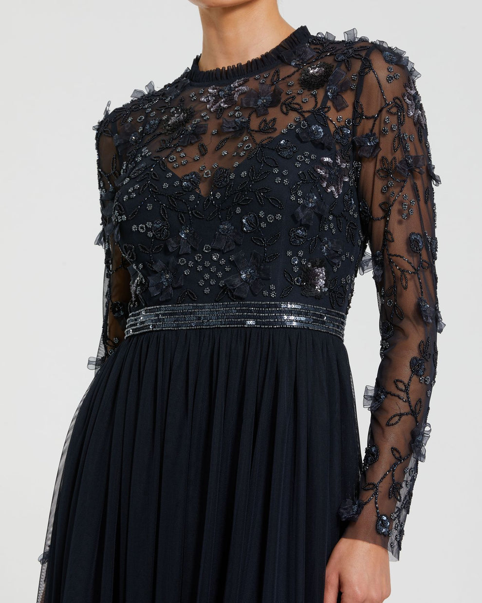 Crew/High-Neck Floor-Length Lace Occasion A-Line Mac Duggal 999132P