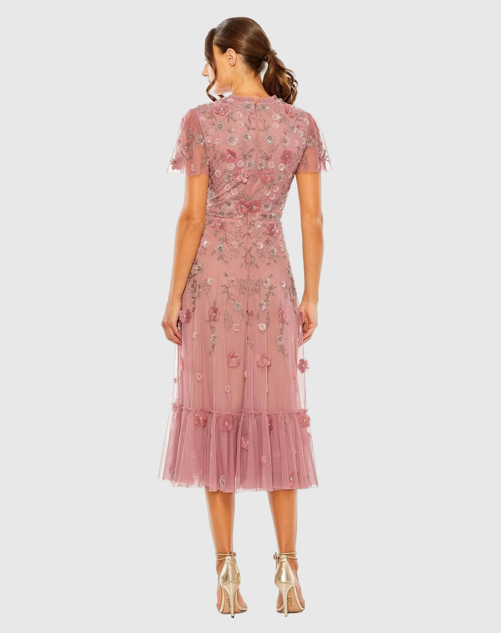 Crew/High-Neck Tea-Length Tulle Formal A-Line Mac Duggal 999212P