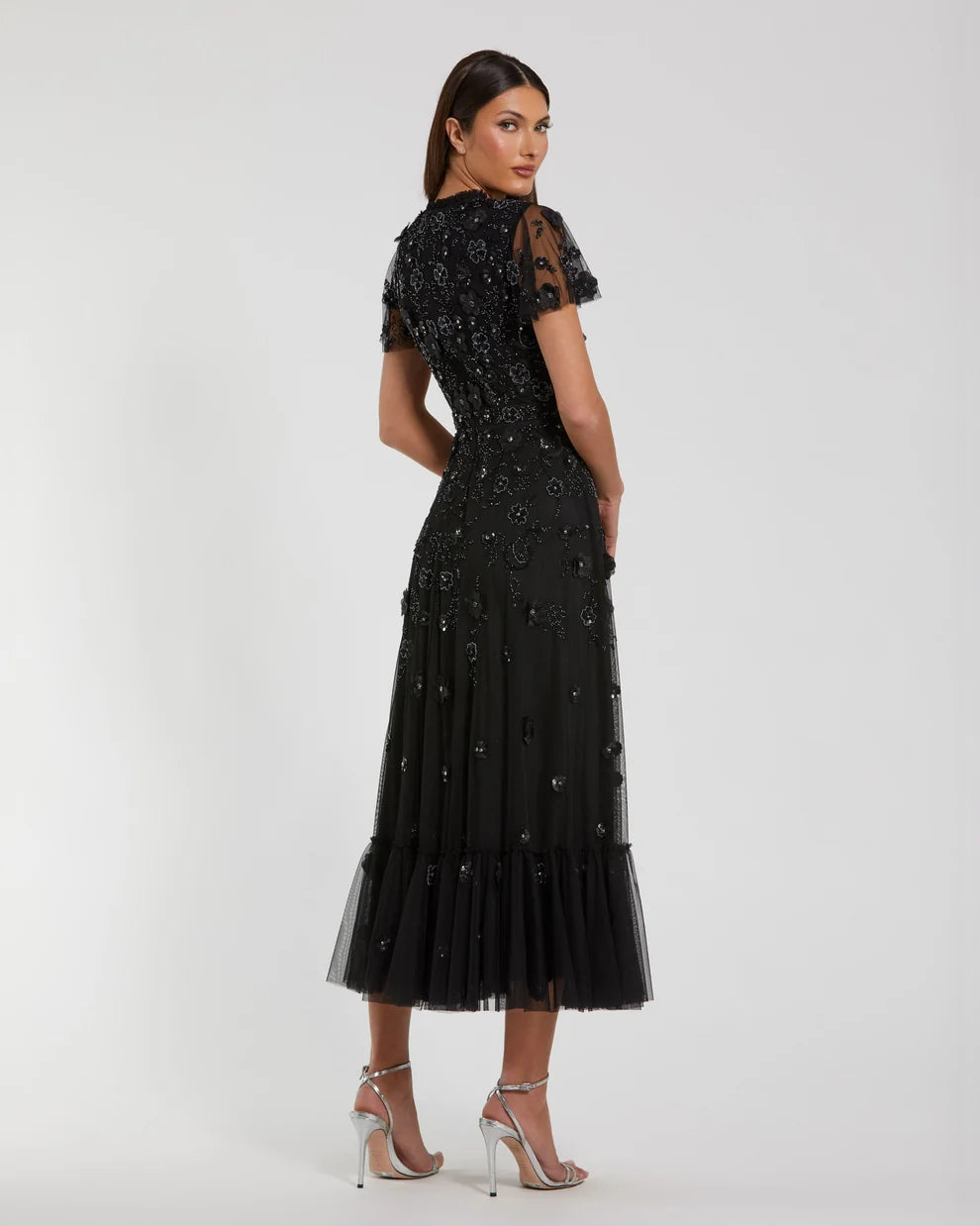 Crew High-Neck Tea-Length Tulle Formal A-Line Mac Duggal 999212P