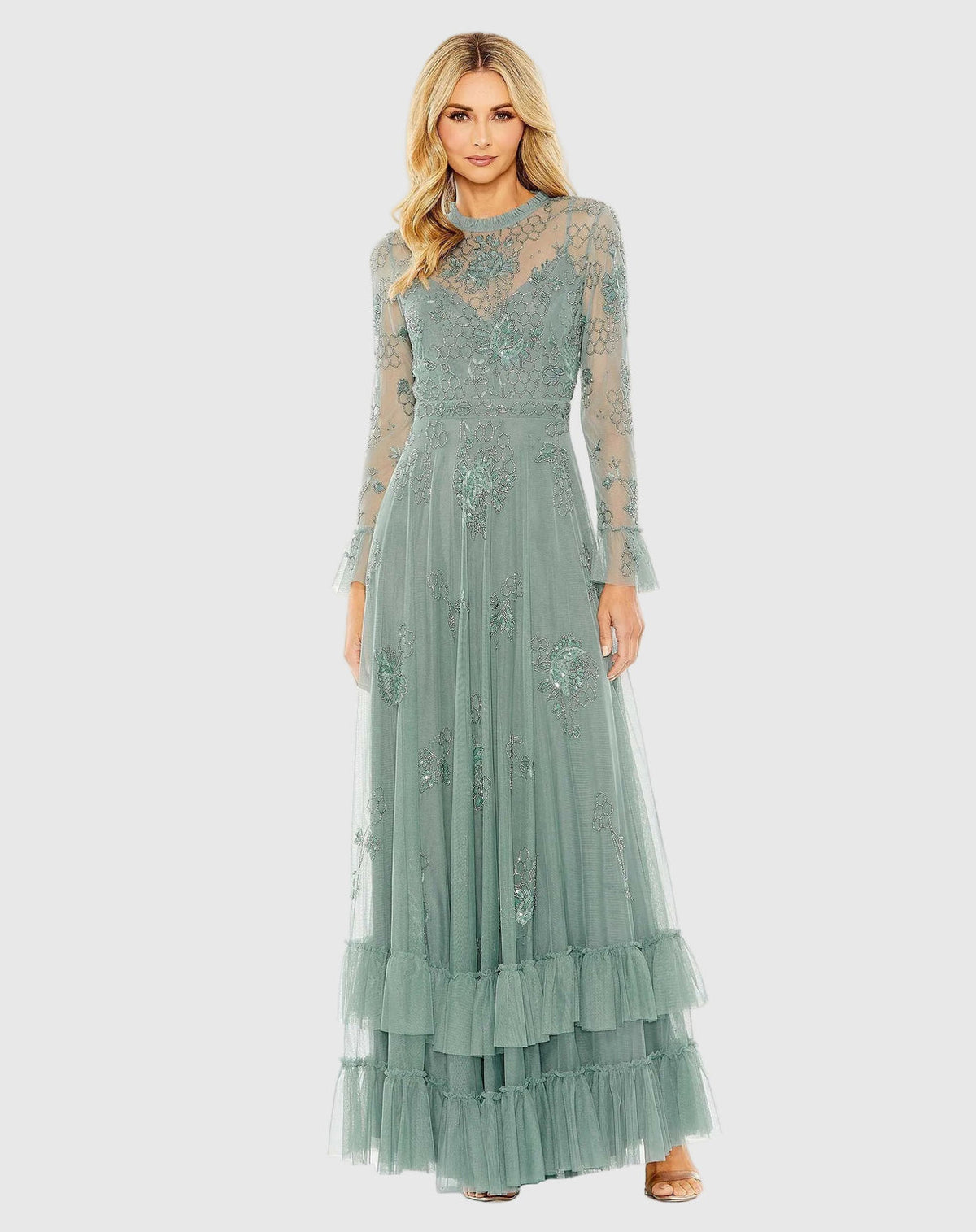 Illusion Floor-Length Tulle Occasion A-Line Mac Duggal 999249P