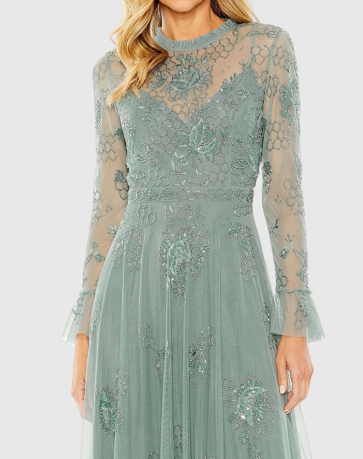 Illusion Floor-Length Tulle Occasion A-Line Mac Duggal 999249P