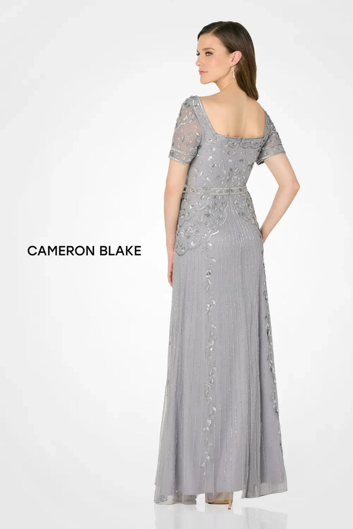 Formal Dresses Beaded Long Floral Sequin Evening A Line Dress Platinum