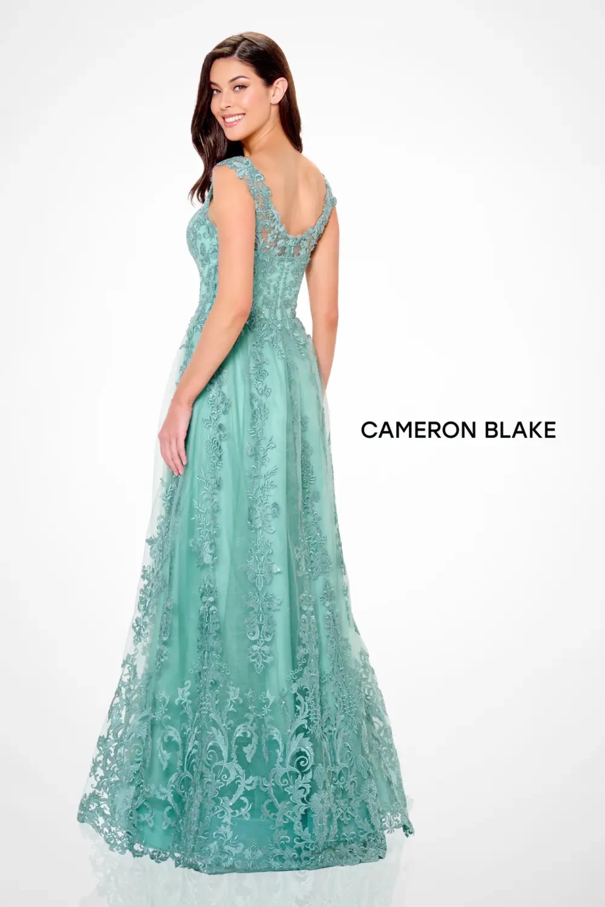Formal Dresses A Line Lace Applique Formal Sequin Evening Dress Sage