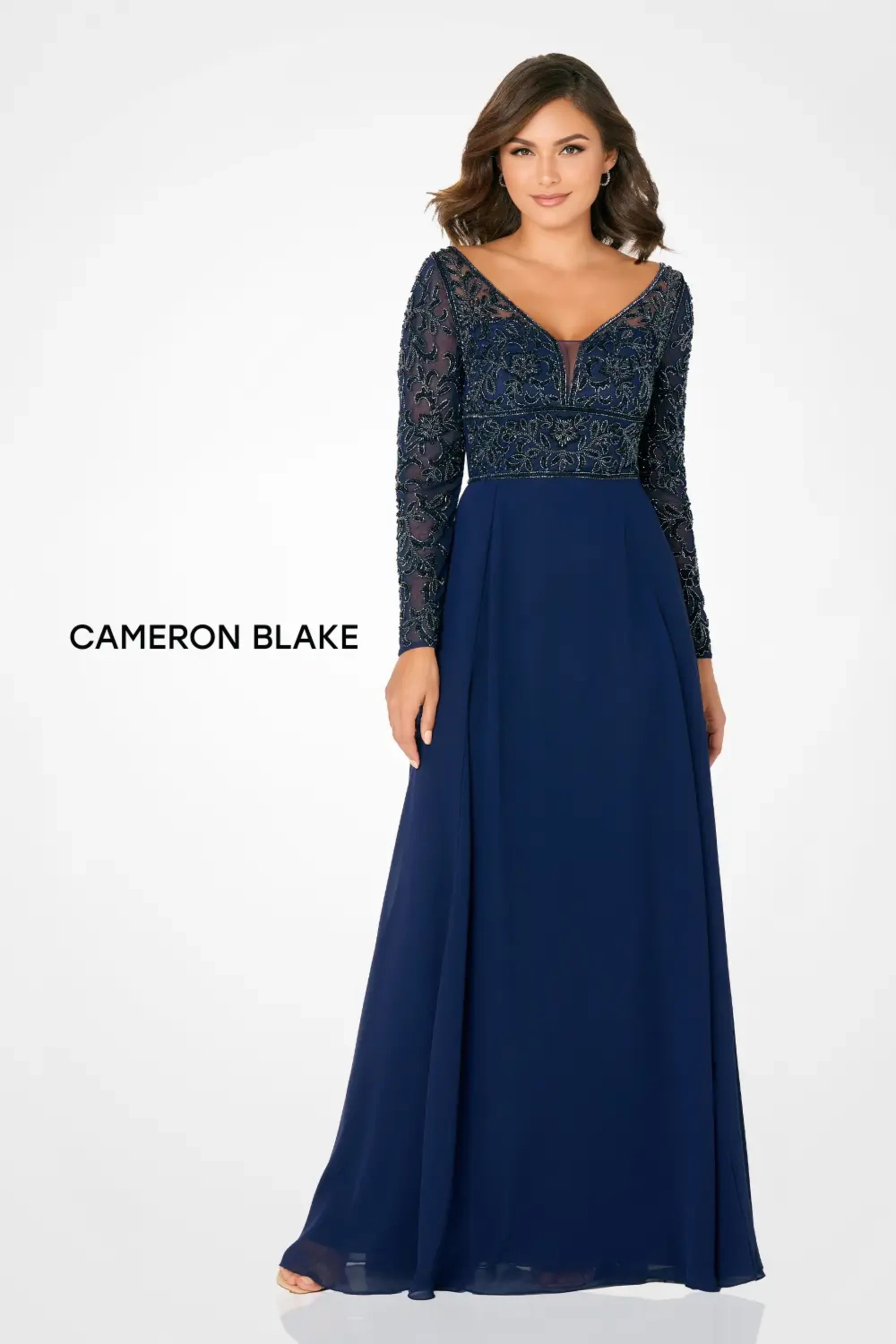 Formal Dresses Beaded A Line Long Formal Sequin Evening Dress Navy Blue