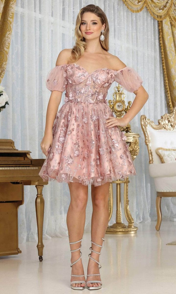 Off-the-Shoulder Mini/Short Tulle Cocktail A-Line May Queen 2040