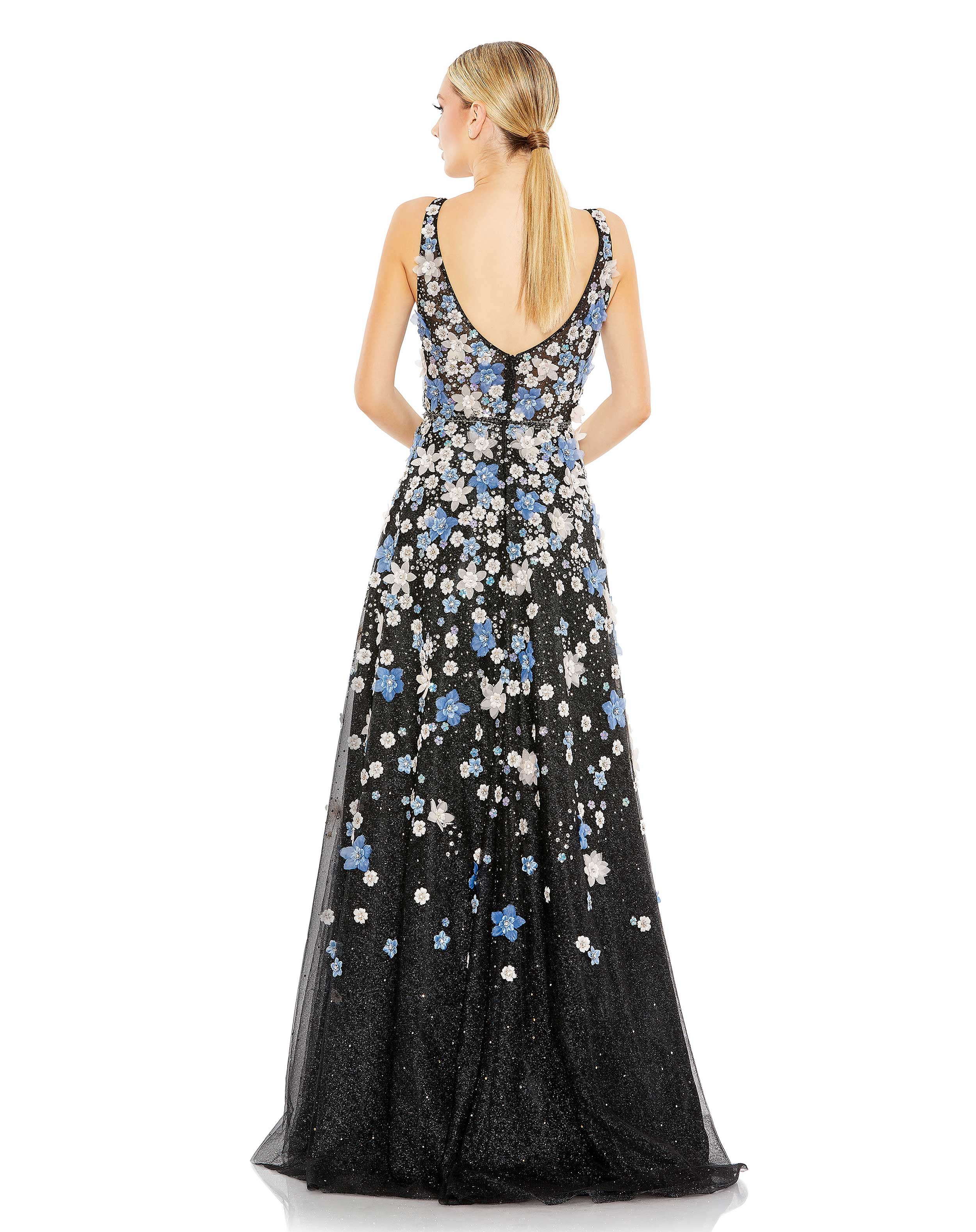 Formal Dresses Long Floral A Line Formal Prom Dress Black Multi