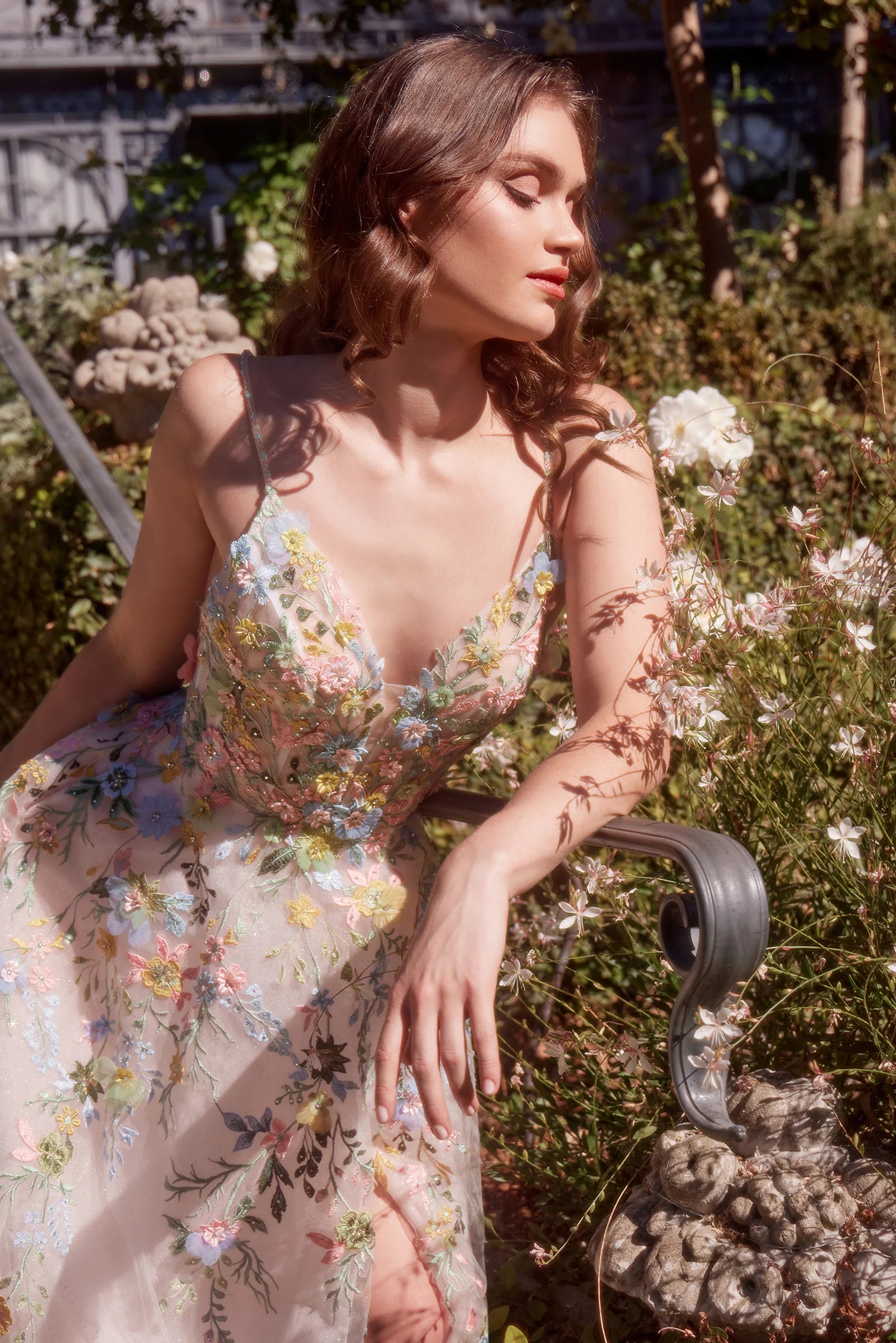 Prom Dresses Long A Line Formal Floral Applique Prom Dress Multi