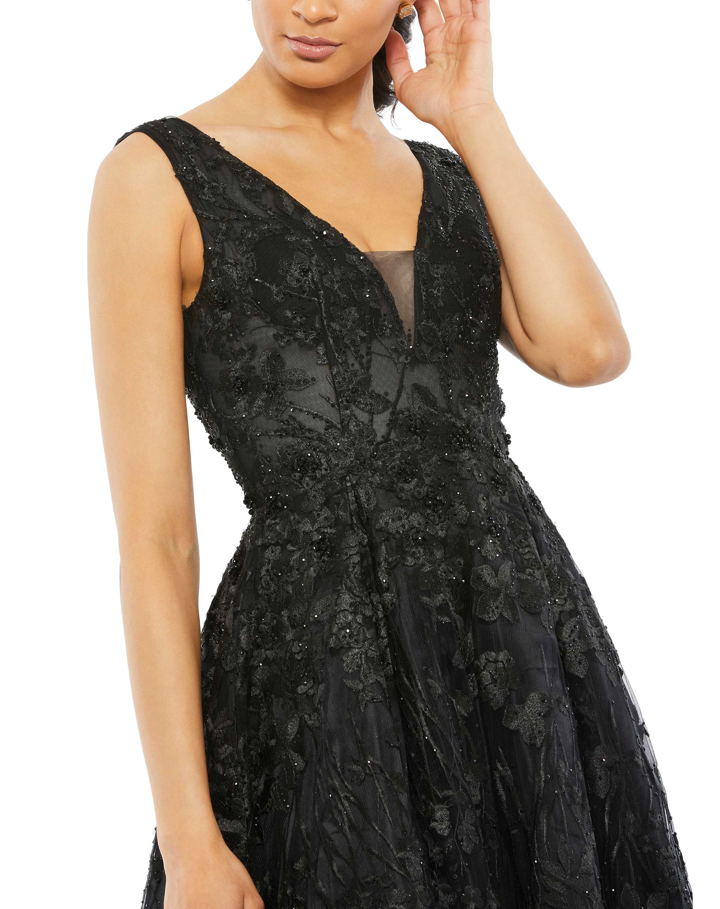Prom Dresses Beaded A Line Long Formal Prom Gown Black