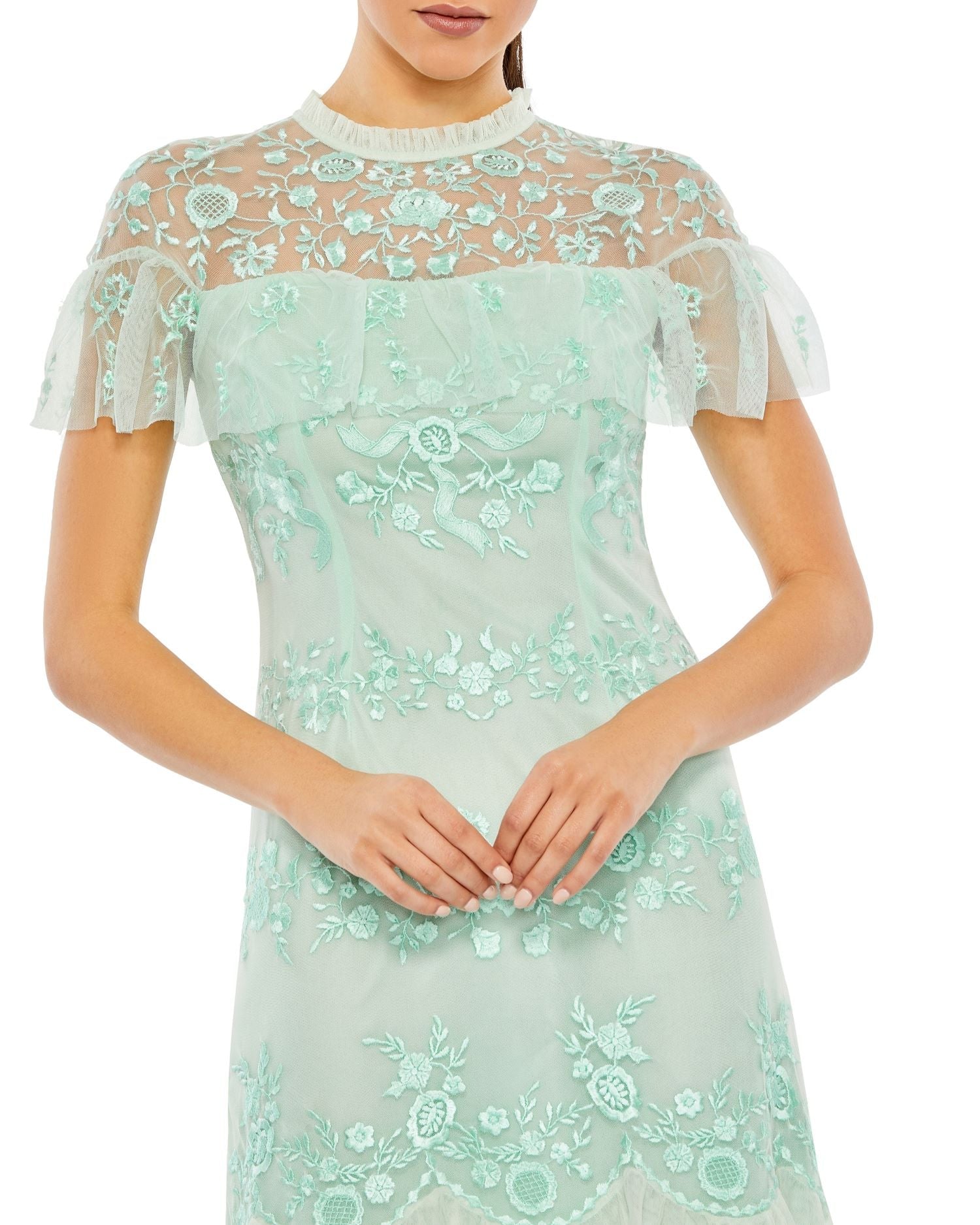Cocktail Dresses Ruffled Cocktail Midi Dress Mint