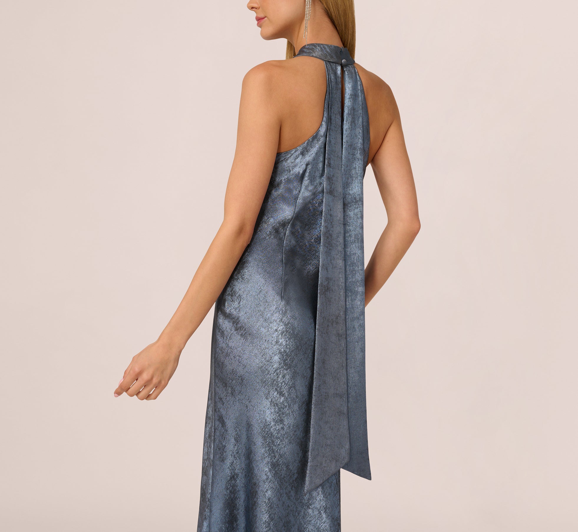 Adrianna Papell ADAE211409 Long Formal Halter Dress