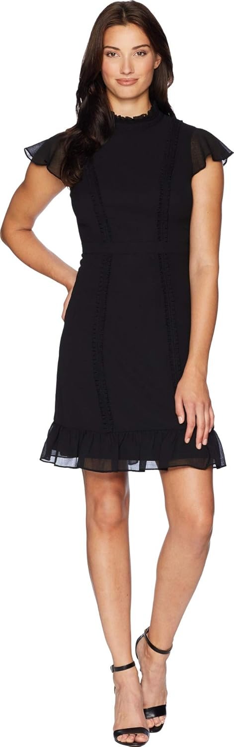 High Neck Mini Chiffon Cocktail A Line Ruffle Cocktail Dress Adrianna Papell AP1D102566
