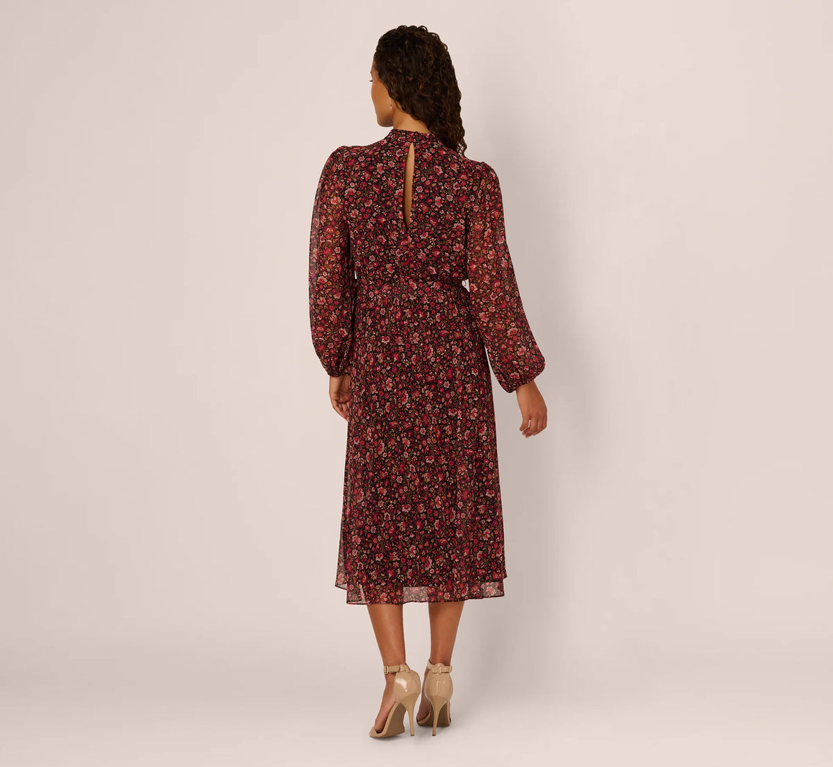 Crew High-Neck Midi Chiffon Special Occasion A-Line Adrianna Papell AP1D106038
