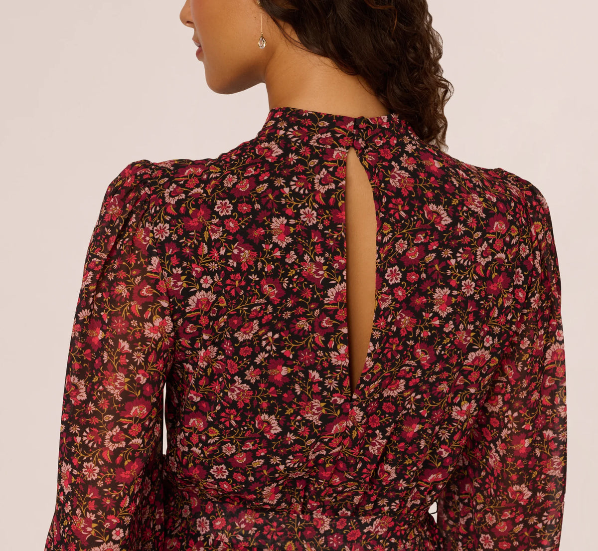 Crew High-Neck Midi Chiffon Special Occasion A-Line Adrianna Papell AP1D106038