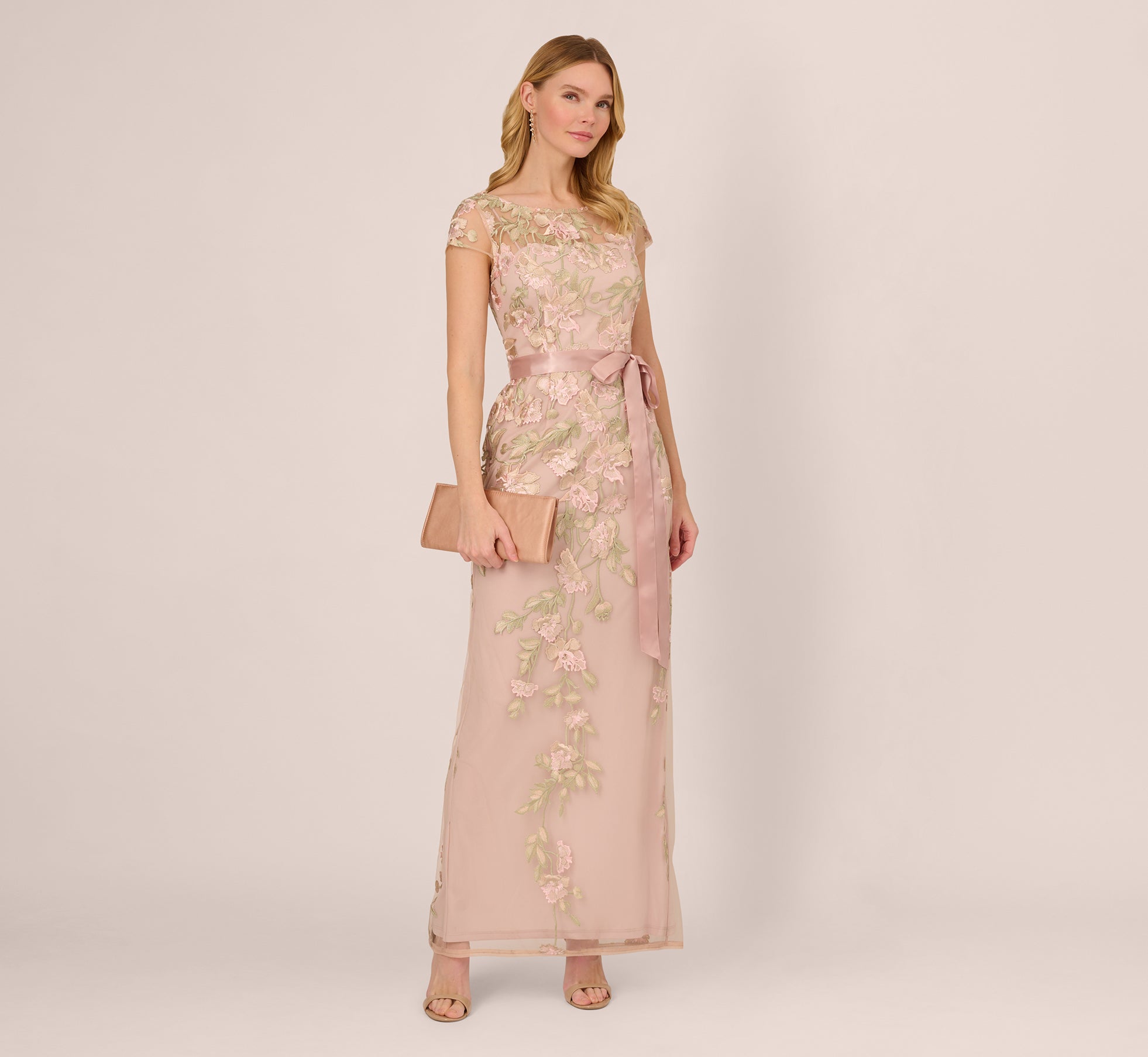 Illusion Floor-Length Chiffon Occasion Sheath/Column Adrianna Papell AP1E201621