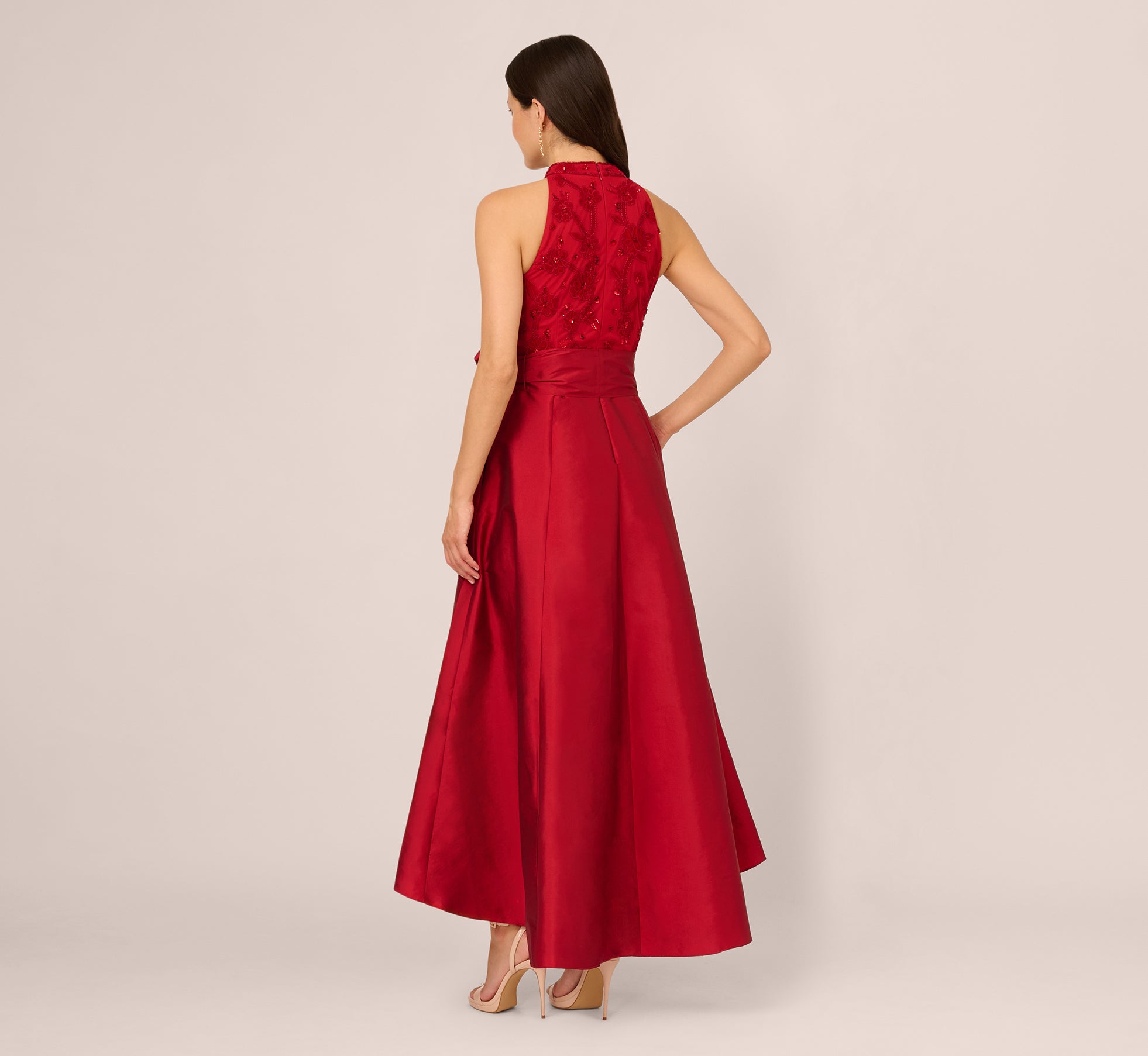 Halter High-Low Satin Formal A-Line Adrianna Papell AP1E212540