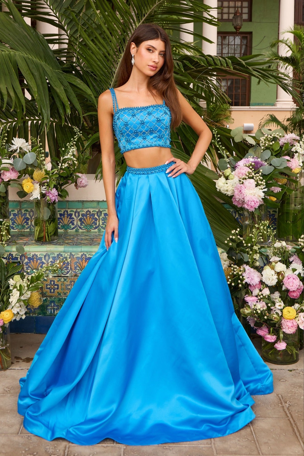 Ava Presley Two Piece Beaded Satin Ball Gown 42531