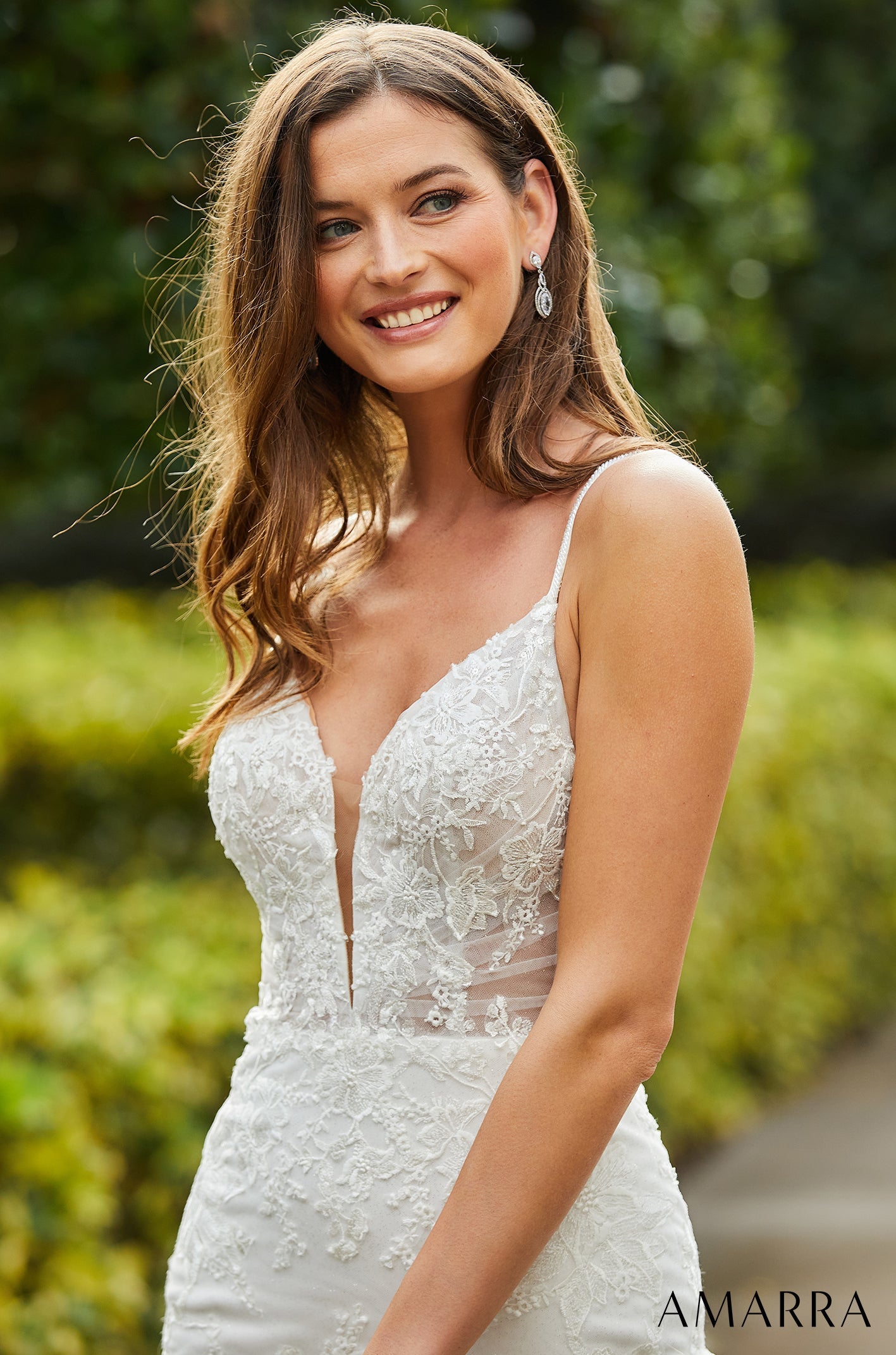 Wedding Dresses Floral Applique Mermaid Long Bridal Wedding Dress Amarra 84365 Ivory/Ivory